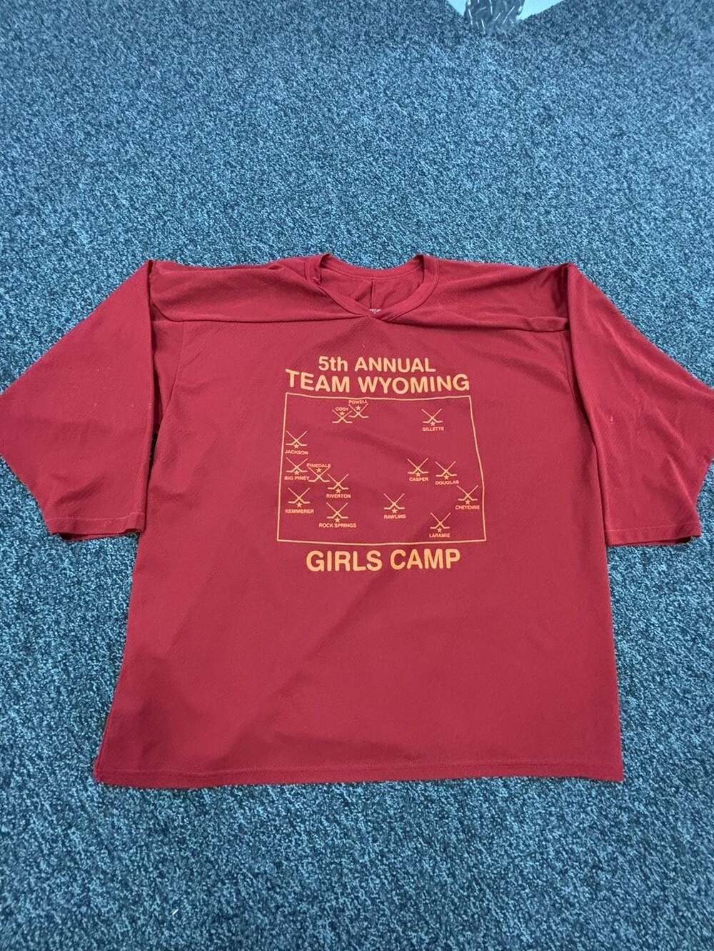 Vintage CCM 5th Annual Team Wyoming Girls Camp Hockey Jersey #42 XL